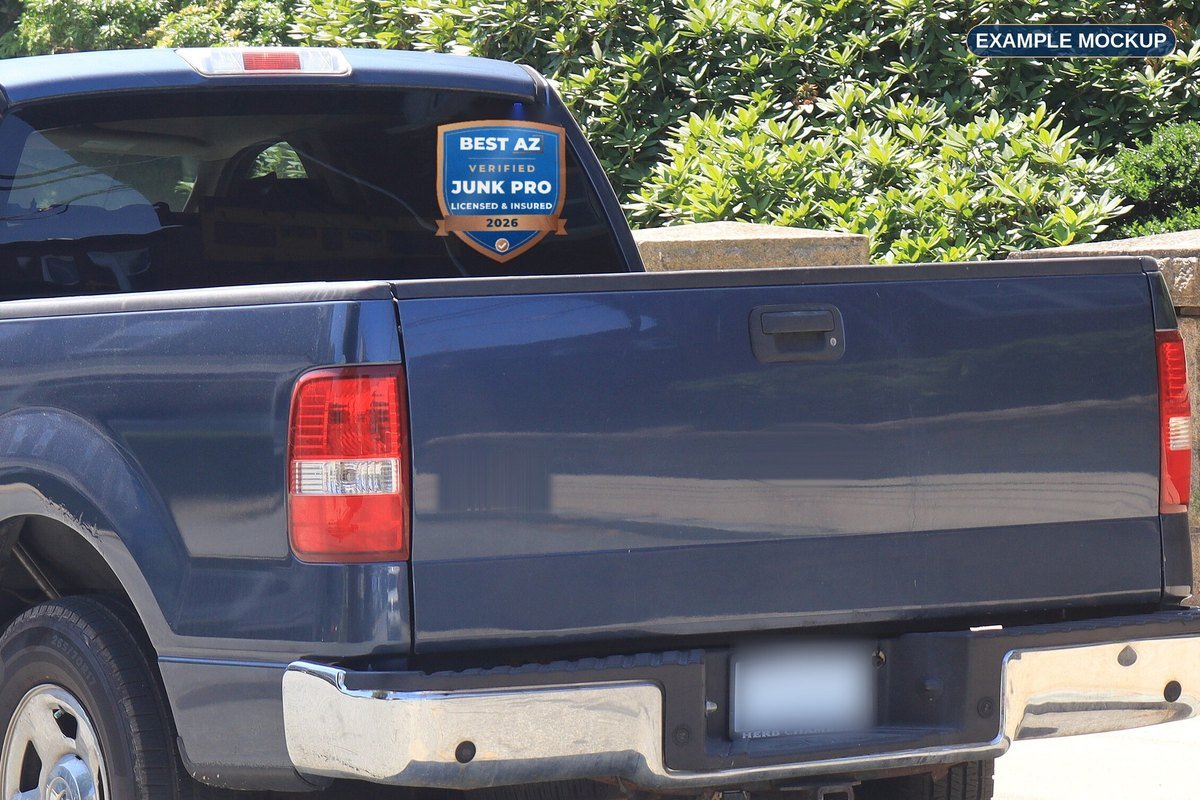 Example Shield decal on the rear window of a pickup truck